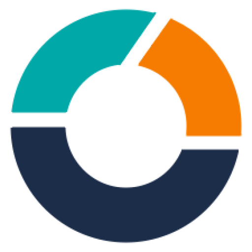Donut chart icon with three coloured segments.